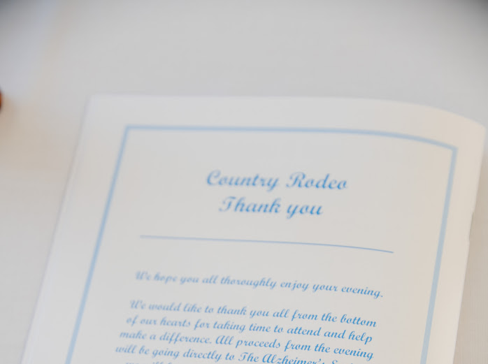 Thank you page inside a charity event programme